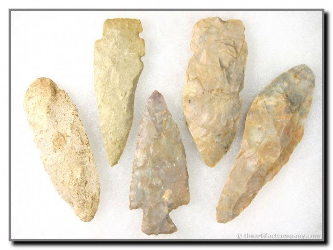 5 Large Kentucky Knives: Longest 4 1/4". All Boyle chert. Truly fill up a frame. All Bath Co., Kentucky.