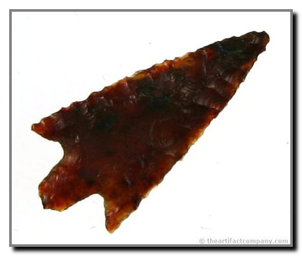 1 1/4" 'Gem-Quality' Wallula Gap: Beautiful point perfectly crafted. Very thin. Made of a translucent Red Agate. You would be jumping up and down if you found this piece!! Go ahead and buy it!!! Ex- Hammond and Reed Collections. Found