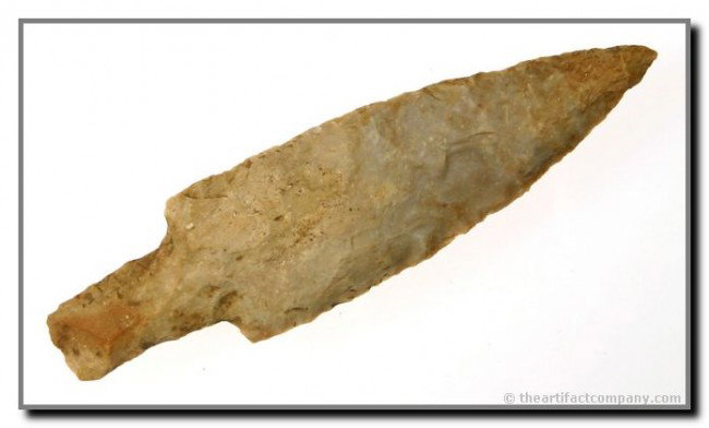 Great 4 1/4' Long Stemmed Adena - Jackson 'G-10' C: Longest stemmed Adena we have seen come out of central Kentucky in a while. Made of Boyle Chert and virtually perfect in every regard. Found in Nicholas Co., Kentucky. Ex- Anderson Collection. Jackson
