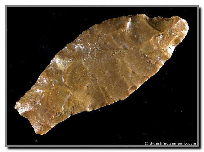 074: 2 7/16" Hell Gap - Jackson COA: Tan Chert example from Colorado featuring a Jackson COA.