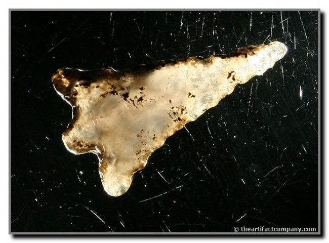1 7/16" Gatecliff: Heavily mineralized. Translucent Obsidian. Found on the Bodle Family Ranch in Klamath Co., Oregon.