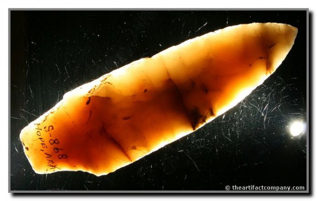 4 1/2" Stone Square Stem - Putty COA: Made of an awesome very pretty highly translucent colorful Novaculite. Labeled old collector #898-S Hope, ARK. Found in Hope, Arkansas. Ex- Terry Allen Collection. Putty COA.