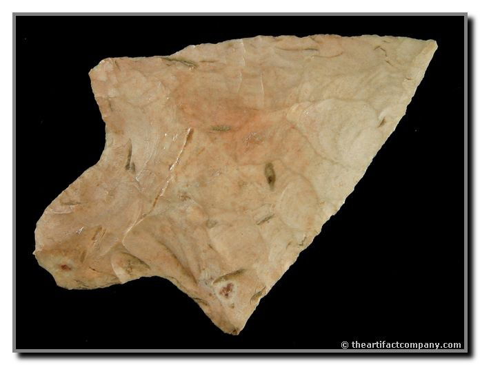 2 15/16" Dickson: Extra thin and well made. Pretty heat treated chert with a pinkish blush. Labeled 'Cotaco Creek' (possible locale of find?). Ex- Clyne Collection.