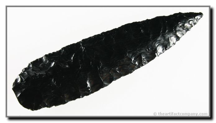 4 9/16" Cascade Knife: Obsidian example from SE Oregon. Ex - Bill Heap Collection. Very well made and proportioned.