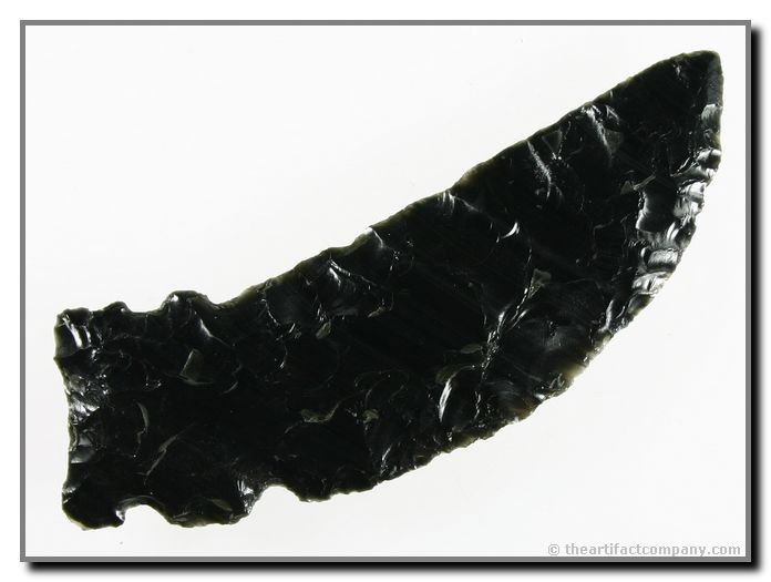 Stockton Curve: Obsidian example from Northern California. Ex - Jack Litchfield Collection. Nice with double notching.