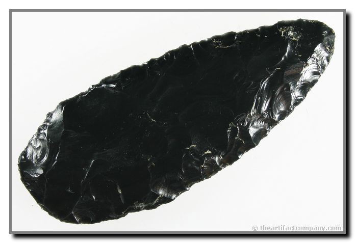 4 1/2" Cascade Knife: Glossy Jet Black Obsidian. Nice form and nicely thin. Found in Oregon.