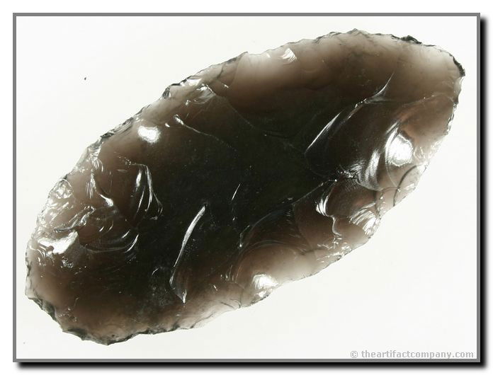 4" Cascade-style Obsidian Knife - Baker COA: Big fabulously translucent jet black glossy Obsidian Archaic Knife. Great relic!! Found in Oregon. Baker COA.
