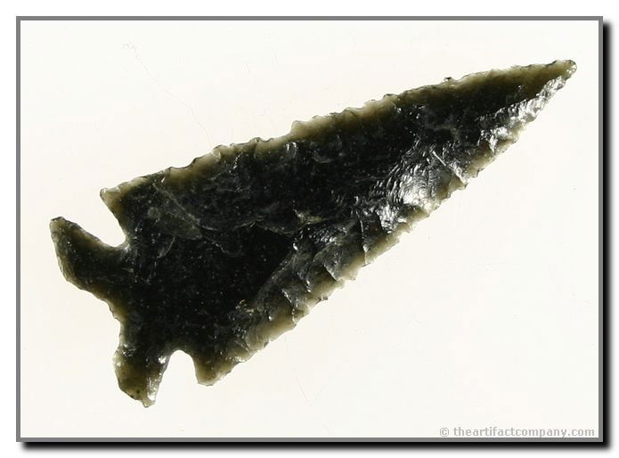 2 1/4" Elko Eared: Wafer thin and beautiful. Great form and symmetry. Has a greenish translucent caste to the Obsidian. Found by Justin Matthews in Klamath Co., Oregon.