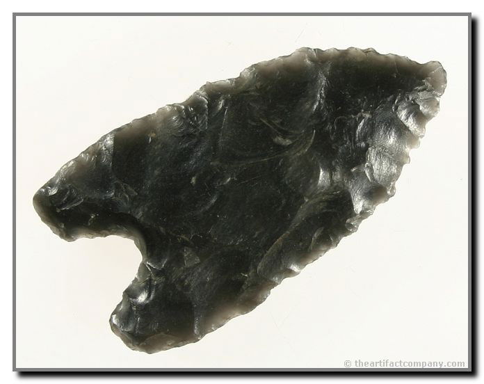 2 7/16" Bifurcated Knife: Northern California. Ex - Jack Litchfield Collection. Obsidian.