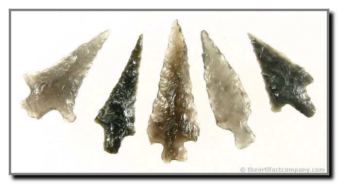 Lot Of 5 Fantastic Stemmed Darts From Oregon: 5 very pretty Obsidian stemmed darts from Klamath Co., Oregon. Lengths up 1 3/8". Ex- Bodle.