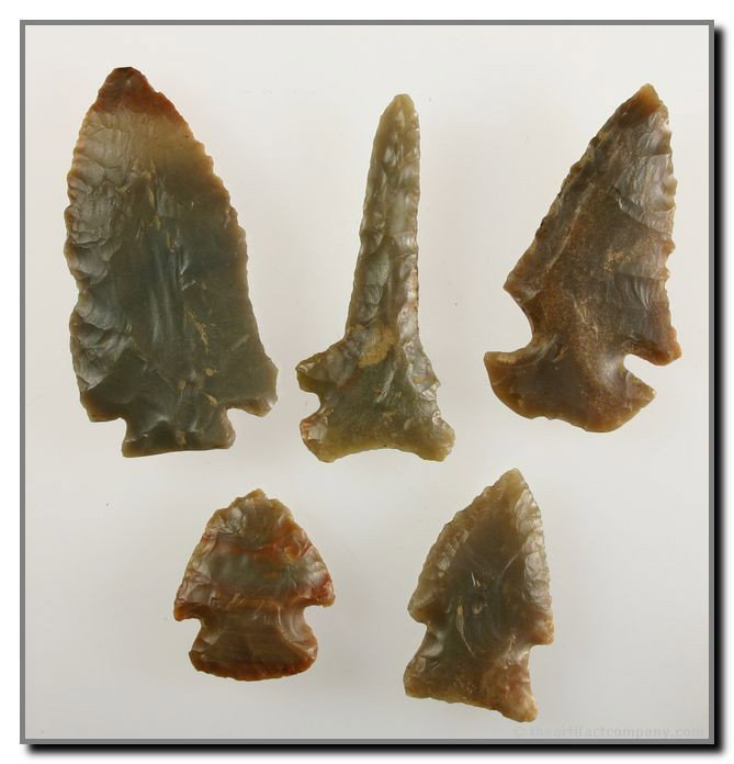 5 Piece Kentucky Carter Cave Collection: Dovetail, Decatur, Hardin, Hopewell, and Big Sandy Drill. All pretty and high grade carter Cave Flint. All found in Montgomery Co., Kentucky.