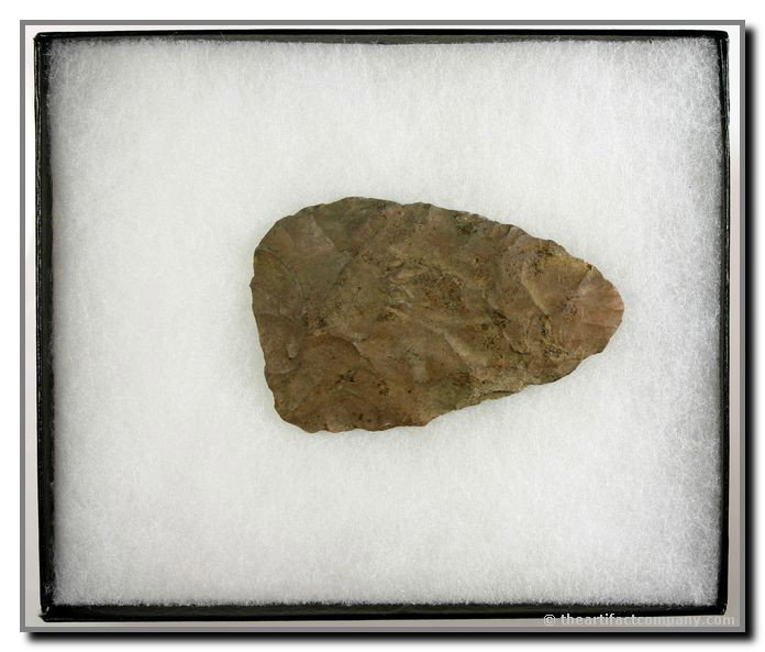 Excellent Preform Blade From Indiana: This is just a fantastic example of a Preform Blade. At 3 3/8" this piece has distinct flaking and a good "feel" in the hand. This piece is from Warren Co., Indiana and comes with a display case. Ex- 