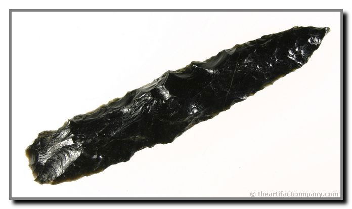 Very Nice Cordilleran From Oregon: 4 7/16" Obsidian Cordilleran from Klamath Co., Oregon. Great piece with obvious mineralization. Ex- Bodle.