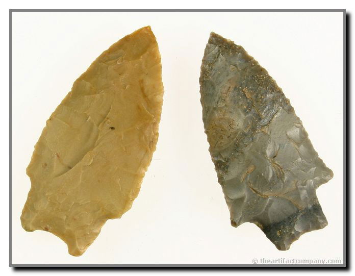 2 Stemmed Kirks: Early pieces in great condition. Found by John Miller in Clay Co., Indiana.