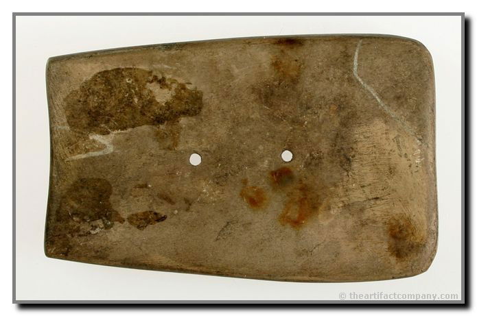 3 1/2" Salvaged Gorget: Greene Co., Ohio example in gray slate. Davis and Saline River COA's.