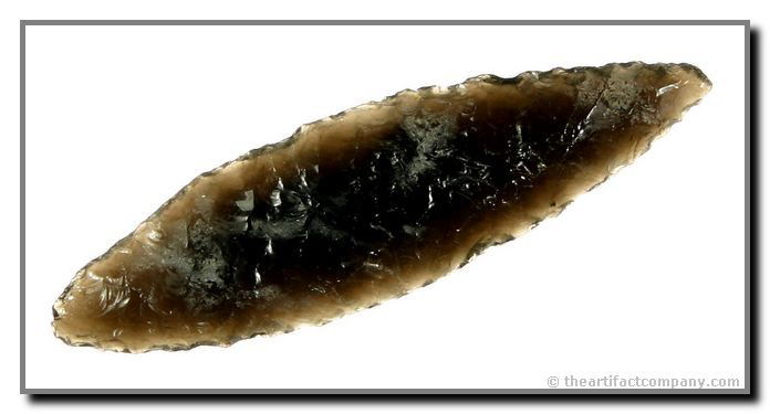 Amazing Oregon Translucent Cascade Leaf Blade: This translucent Obsidian Cascade Leaf blade has fine flaking and great form. Found by Justin Matthews in Klamath Co., Oregon.