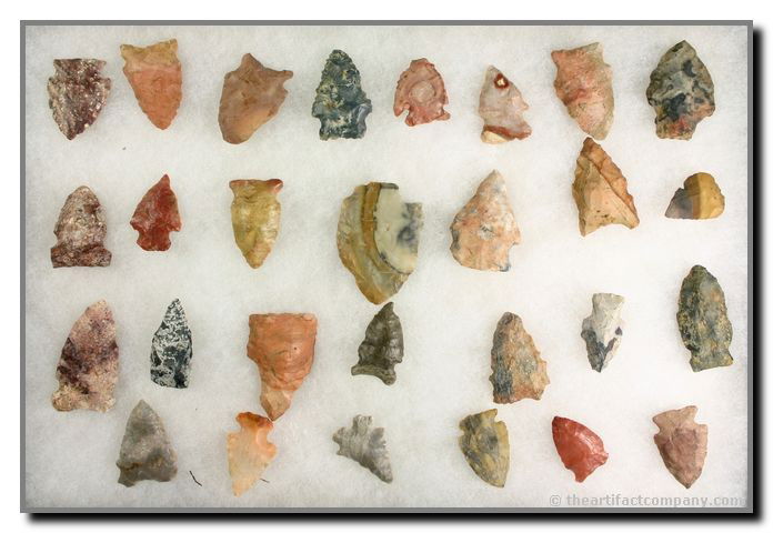 Colorful Dealer Lot of 28 Colorful Points: 28 very colorful, very pretty points found in Clay Co., Indiana by John Miller. The longest is 2".
