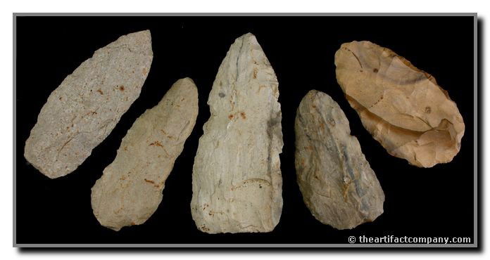 Mini-Collection Of 5 Indiana Blades: 5 fabulous Blades found in Clay Co., Indiana by John Miller. The longest is 3 7/8".