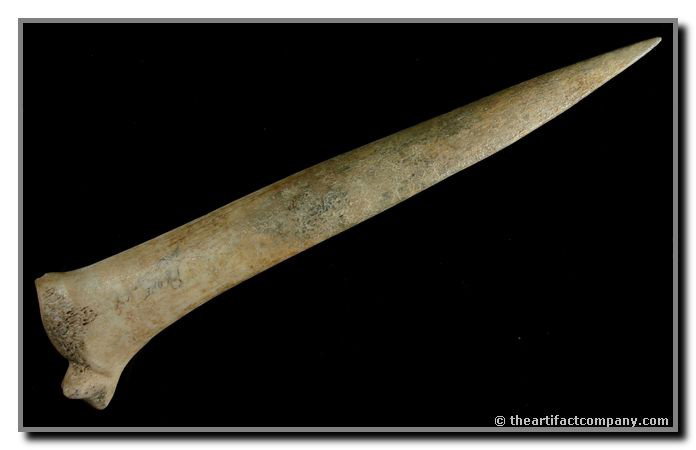 7 11/16" Bone Awl: Hart Co., Kentucky. Ex - Blake, Anderson Collections. Deer or Elk bone. Circa 1300AD