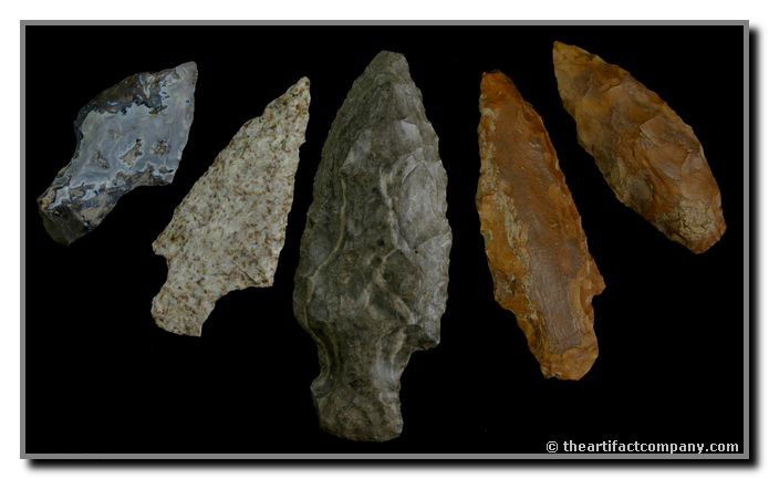 Mini-Collection Of 5 Indiana Adenas: 5 nice Adenas that were found by John Miller in Clay Co., Indiana. The longest is 3 5/8".
