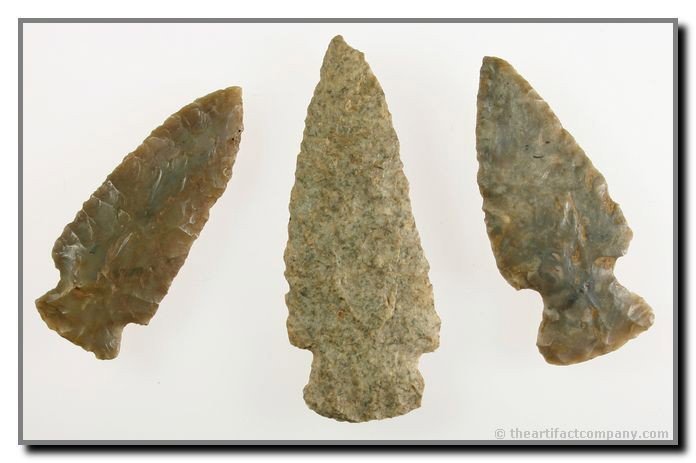 3 Excellent Large Hopewells: Largest 3 5/8". All Montgomery Co., Kentucky and all excellent. Carter Cave, Boyle, and Harrodsburg Cherts. Ex- Reddix Collection.