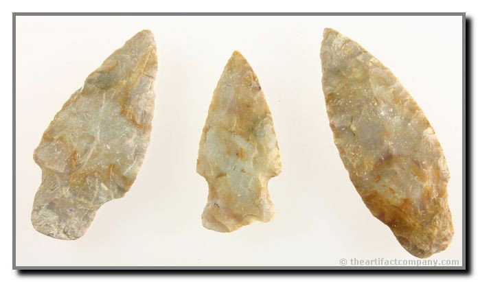 Beautiful Trio of Boyle Chert Adenas: High grade yellow, white, and orange Boyle Chert. All in excellent condition. The biggest is 3 inches and is literally perfect. All found in Montgomery Co., Kentucky.