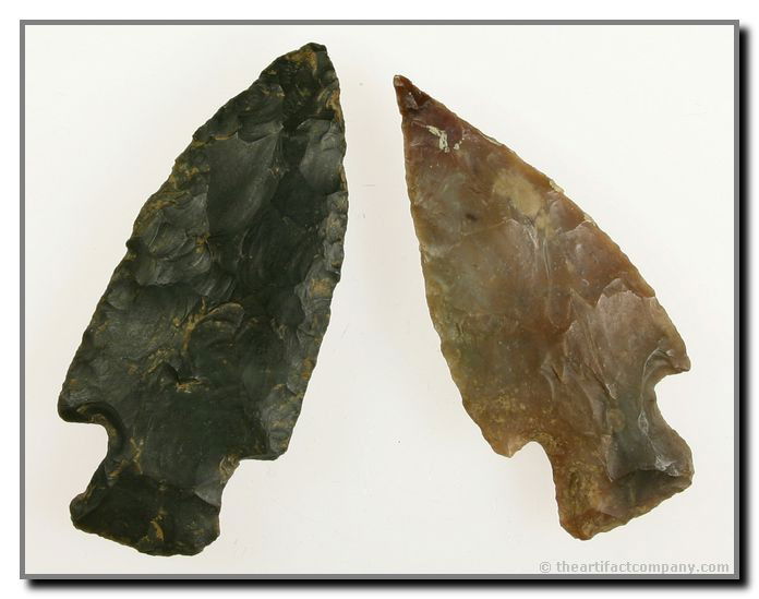 Pair of Hopewell Points.: Nice pair. Longest 3 1/4". Sonora and Boyle flints. Central Kentucky.