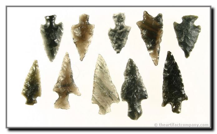 Collection of 10 Great Little Stemmed Darts: 10 Obsidian stemmed form darts. Great little pieces up to 1 1/4" long from Klamath Co., Oregon. Ex- Bodle.