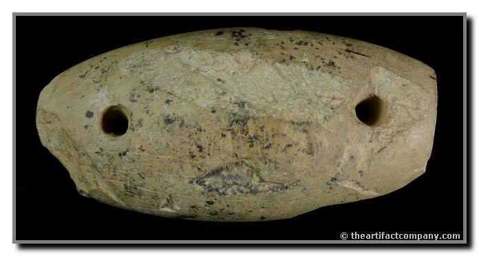 3 1/2" Humped Gorget: Incised over the entire top in a turtle shell motif. Some damage but still exceptional and rare. Found by John Miller in Clay Co., Indiana.