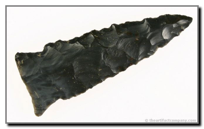 3 1/8" Bakers Creek: Dark gray Hornstone. Found by John Miller in Clay Co., Indiana.