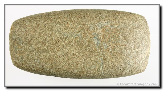 Granite Celt From Kentucky: This 5 inch granite Celt was found in Mason Co., Kentucky by Roger Schweickart. Nice straw and green material, and the bit is in great condition.