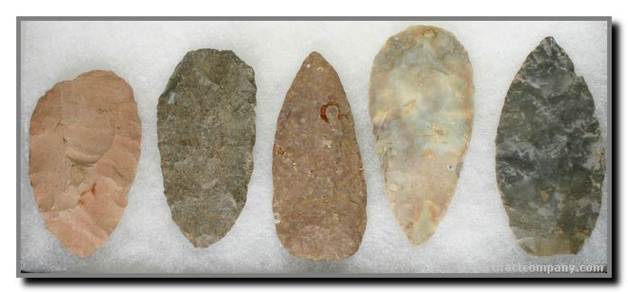 5 Preform Blades: Adena/Hopewell preforms from Central Kentucky. Longest 2 7/8"