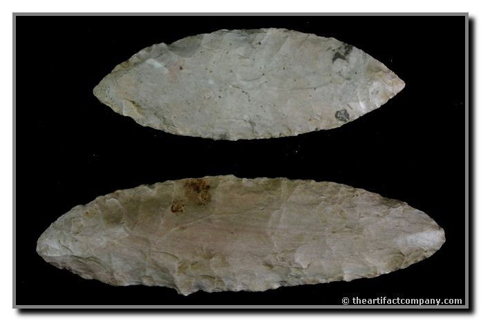 2 Fabulous Adena Bi-Points: 2 simply perfect Adena Bi-Points from Clay Co., Indiana. They have a pick and tan blush and measure 3 3/16" and 4 1/8" in length. Found by John Miller.