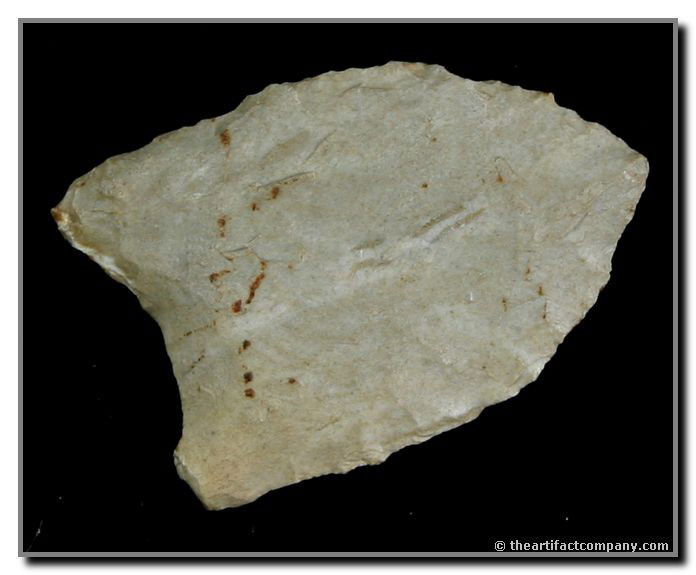 1 5/8" Clovis: Nice fluting. Appears to be Attica Chert. Found by John Miller in Clay Co., Indiana.