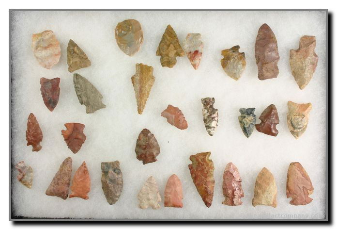 Colorful Dealer Lot of 29 Colorful Points: 29 very colorful, very pretty points found in Clay Co., Indiana by John Miller. The longest is 2".