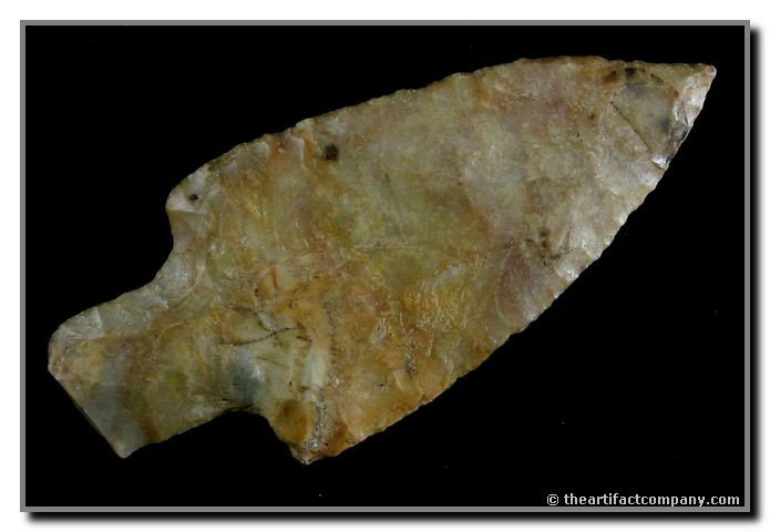 3 1/4" Adena - Jackson COA: Excellent and ultra thin for the type. Long extended needle tip and great color. Boyle Chert. Montgomery Co., Kentucky. Ground stem. Really a great piece. Jackson COA.