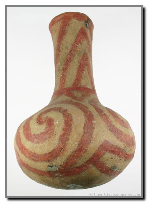 10 1/4" Caddo/Quapaw Swirl Bottle: Restored example with a Davis COA from Mississippi Co., Arkansas. Ex - Bill Rowlett Collection. Heavy Rose Mound style influence.