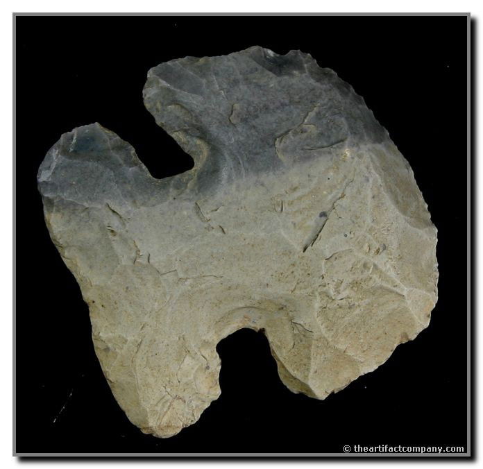 1 3/4" x 1 3/4" Thebes Hafted Scraper: Big and pretty. Found by John Miller in Clay Co., Indiana.