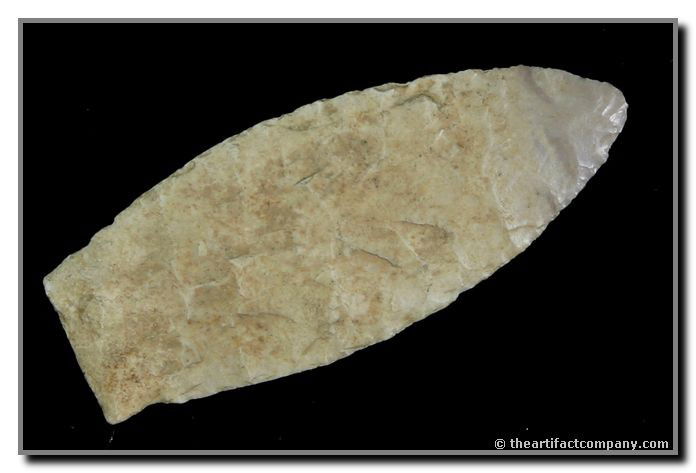 Killer 2 1/8" Agate Basin: Flaked masterfully. Nice three tone creamy chert. Found by John Miller in Clay Co., Indiana.