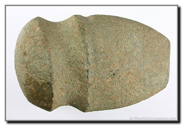 6 5/8" Full Groove Axe: Light green speckled granite. Completely intact with a nice bit.Kentucky form. Ex- Dr. Joe Daugherty Collection of Lexington, Kentucky.