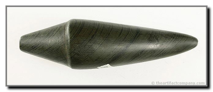 4 9/16" Lizard Effigy/Atl Atl Weight - Jackson COA: Green Banded Slate example from Ohio. Formerly of the Rinehart Collection. Jackson COA