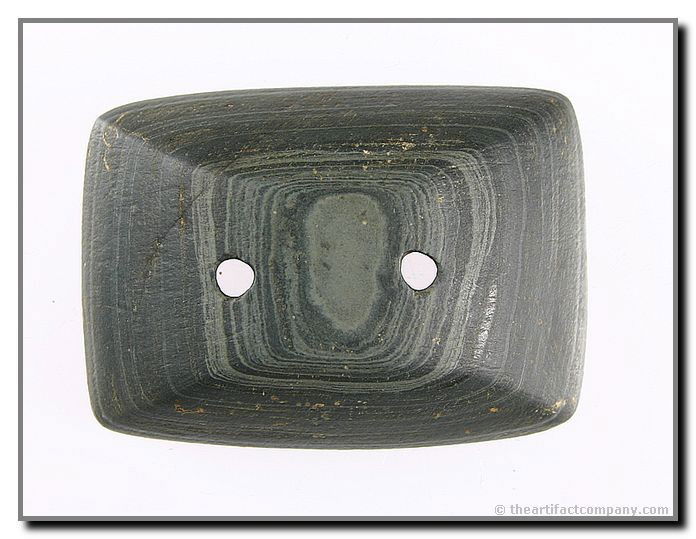 2 11/16" Semi Keeled Gorget - Jackson COA: Green Banded Slate example from Pickaway Co., Ohio. Jackson COA
