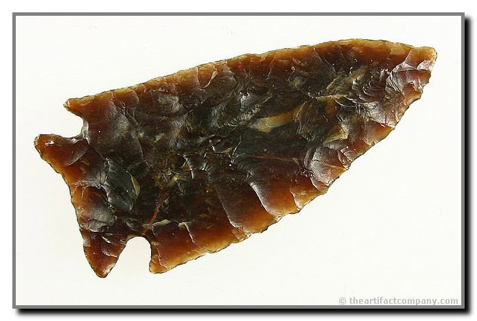3 1/8" Besant Knife - Jackson 'G-10' COA: Tremendous condition and extra thin for the type and size. Highly translucent Root Beer Knife River Flint. Found in Mercer Co., North Dakota in the 1940's. Jackson COA.