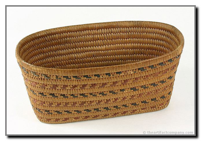 4 3/4"x10"x5 1/4" Imbricated Thompson River (Salis: This basket from the Northwest Coast is in excellent condition and features two-color imbrication around the perimeter. Very tight weave!