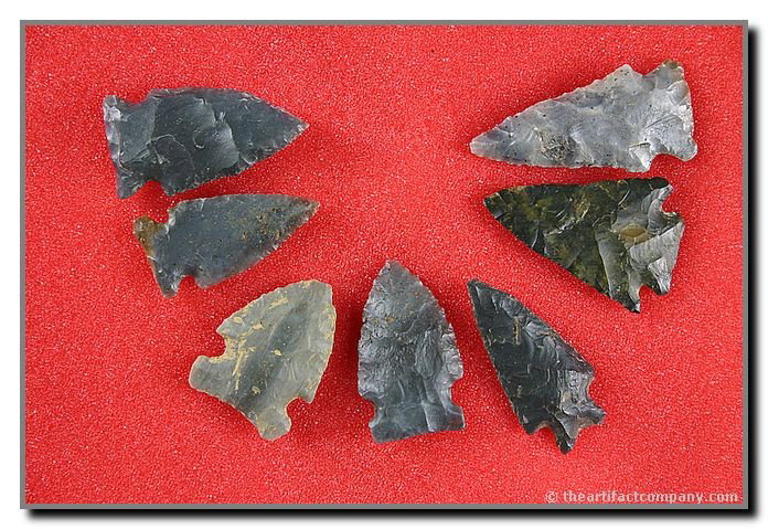 Frame of 7 Nice Kentucky Points: Excellent frame of quality material from Hart and Grayson Counties, Kentucky. Hornstone, Sonora, & Carter Cave flints.