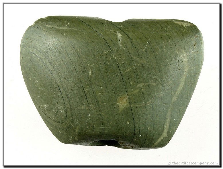 2 5/8" Winged Bannerstone - Jackson COA: Very pretty green banded slate. Nice form. High polish. Great condition. Found in Tennessee. Jackson COA.