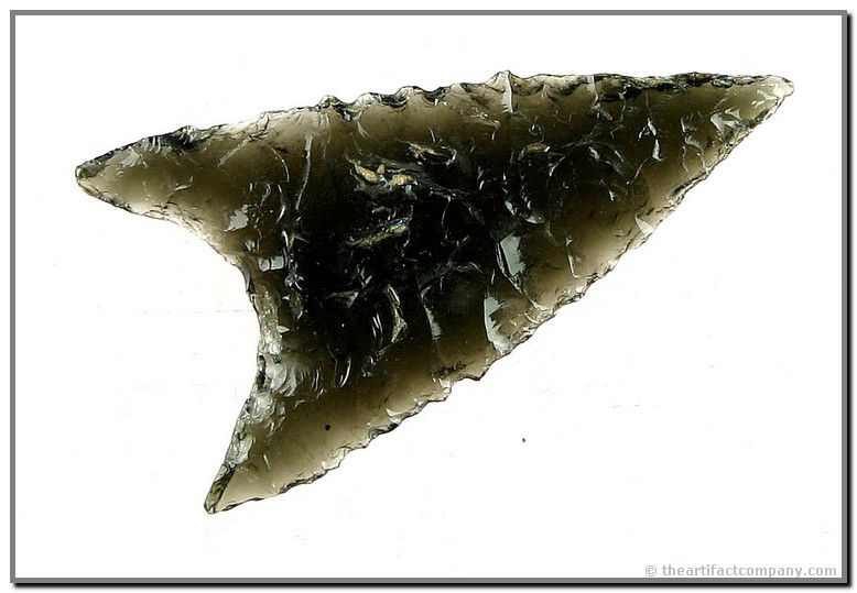 1 1/2" Gunther Triangular: Good as they get 'cookie-cutter' perfect example. Glossy translucent Ice Obsidian. Lake Co., Oregon. Ex- Kirkpatrick Collection.