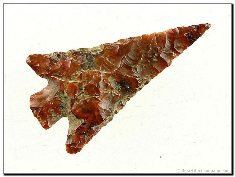 1 3/16" Columbia Plateau - Jackson COA: Made of showstoppingly beautiful black and red Mahogany Obsidian. Perfect form, symmetry, tip, etc. Found in Washington State. Ex- Hammond Collection. Jackson COA.