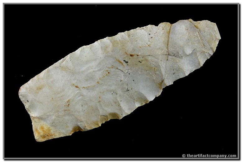 2 3/4" Goshen: Nice example from Eastern Kansas. Exhibits river tumbling and polish. Rare type well made and thin with nice colors.