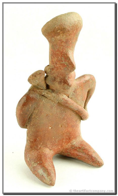 5 1/2" Nayarit Figurine - Jackson COA: Extra nice with pleasing subject and form. Mother holding a full bodied baby. Paint vibrant. Completely intact. Ones this nice not often seen available for sale anymore. Ex-Giron & Coughlin Collection